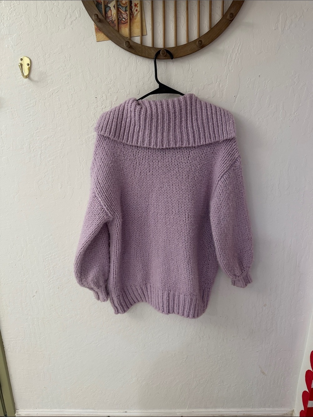 Anthropologie Slouchy Cozy Cardigan Sweater Purple Lilac Collar Chunky XXS/XS - Picture 7 of 7